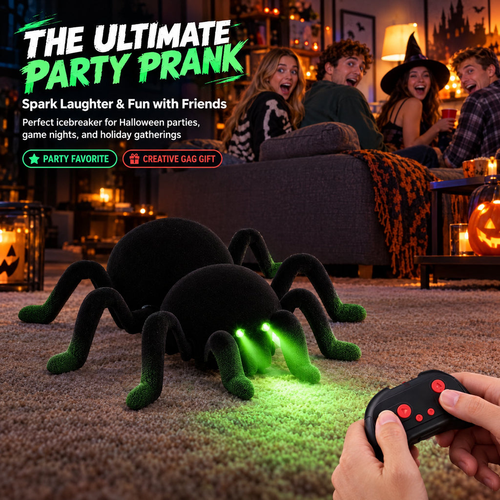 Remote Control Spider Toys, RC Giant Spider Toys Wireless Remote Control ,360° Rotating High Simulation Spider Animal Pets Toys Furry Texture Glowing Eyes Perfect for Christmas Joke Game Playing